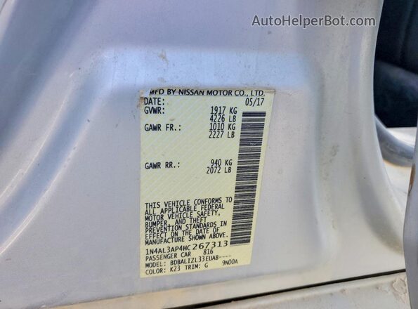 1N4AL3AP4HC267313 2017 NISSAN ALTIMA Silver Widok komory silnika