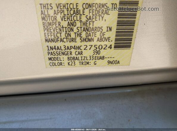 1N4AL3AP4HC275024 2017 NISSAN ALTIMA Серебряный 