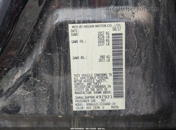 1N4AL3AP4HC497921 2017 NISSAN ALTIMA Черный Вид подкапотного пространства