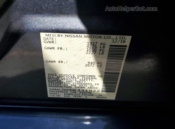 1N4AL3AP4HN331922 2017 NISSAN ALTIMA Gray Widok komory silnika