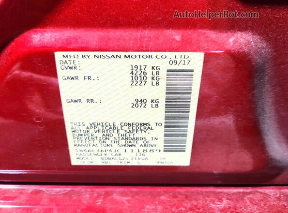 1N4AL3AP4JC111889 2018 NISSAN ALTIMA Burgundy Engine compartment view