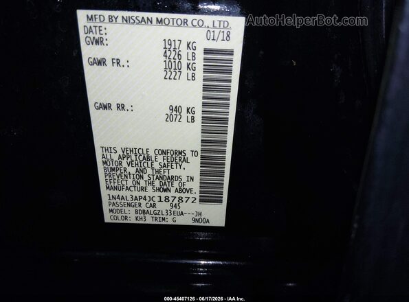 1N4AL3AP4JC187872 2018 NISSAN ALTIMA Black Շարժիչի բաժամունքի տեսք