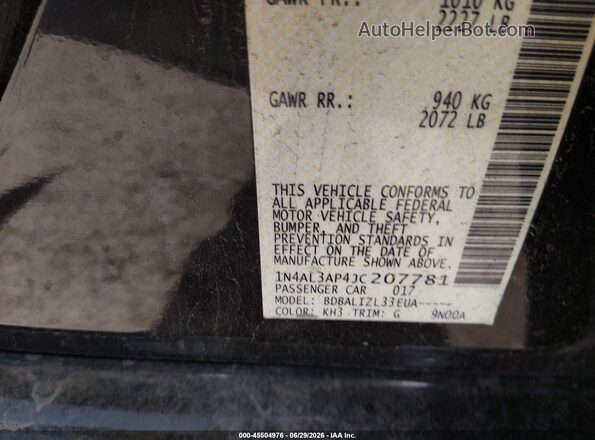 1N4AL3AP4JC207781 2018 NISSAN ALTIMA Black Շարժիչի բաժամունքի տեսք