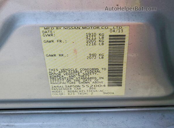 1N4AL3AP5DN552004 2020 NISSAN ALTIMA Серебряный 