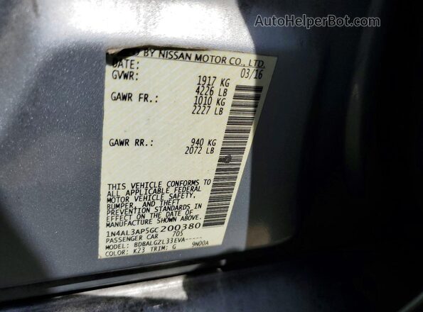 1N4AL3AP5GC200380 2016 NISSAN ALTIMA Silver 