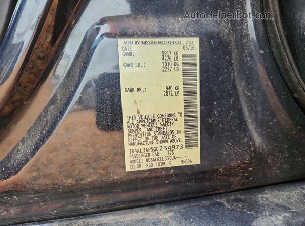 1N4AL3AP5GC254973 2016 NISSAN ALTIMA Black VIN sticker view
