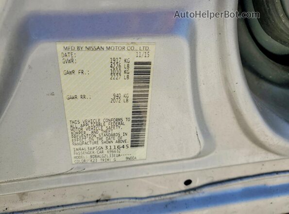 1N4AL3AP5GN311645 2016 NISSAN ALTIMA Silver ძრავის განყოფილების ხედი