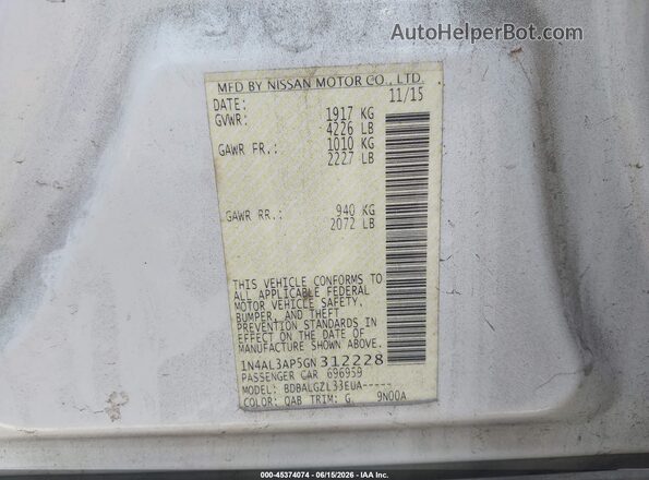 1N4AL3AP5GN312228 2016 NISSAN ALTIMA White Շարժիչի բաժամունքի տեսք