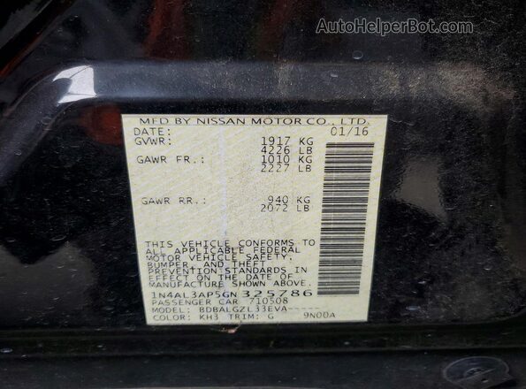 1N4AL3AP5GN325786 2016 NISSAN ALTIMA Black 