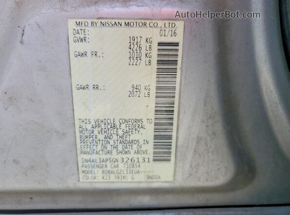 1N4AL3AP5GN326131 2016 NISSAN ALTIMA Silver Engine compartment view
