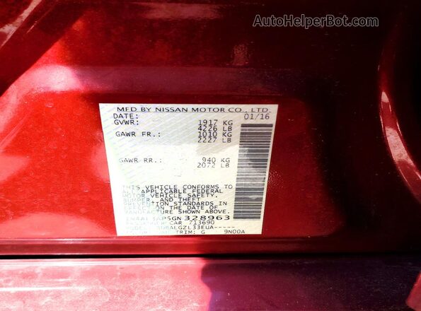 1N4AL3AP5GN328963 2016 NISSAN ALTIMA Темно-бордовый Вид подкапотного пространства