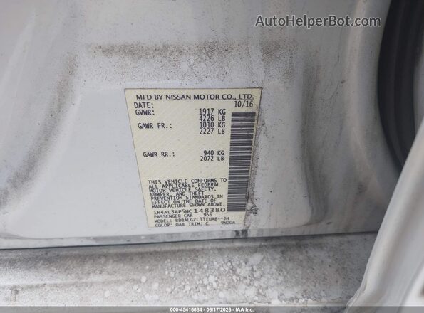 1N4AL3AP5HC148380 2017 NISSAN ALTIMA White 