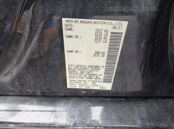 1N4AL3AP5HC278899 2017 NISSAN ALTIMA Black Widok komory silnika