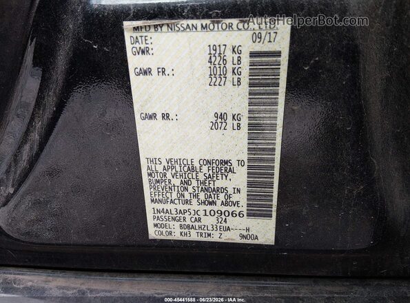 1N4AL3AP5JC109066 2018 NISSAN ALTIMA Black Вид підкапотного простору