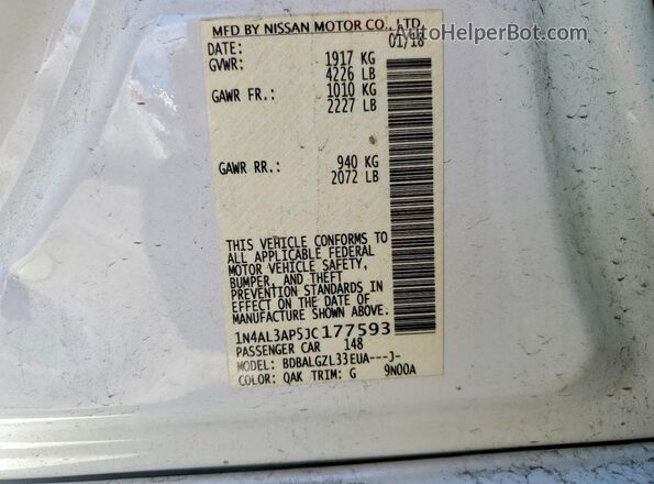 1N4AL3AP5JC177593 2018 NISSAN ALTIMA White Engine compartment view