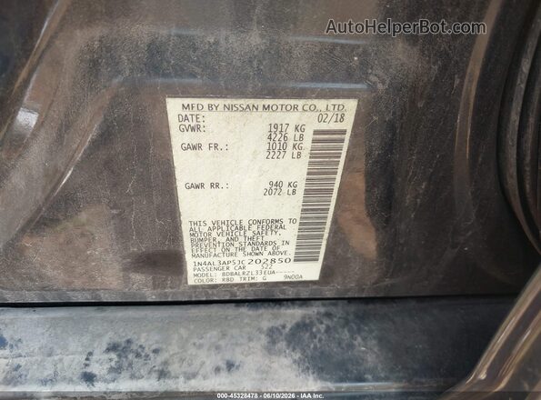 1N4AL3AP5JC202850 2018 NISSAN ALTIMA Gray Engine compartment view