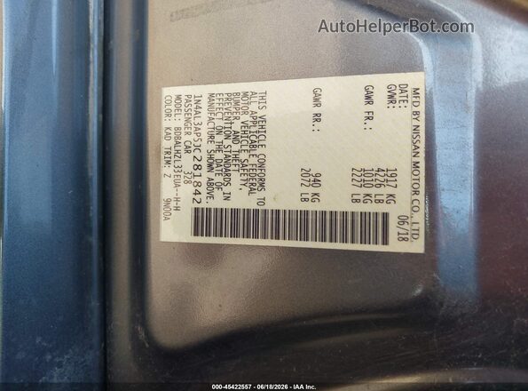 1N4AL3AP5JC281842 2018 NISSAN ALTIMA Gray Շարժիչի բաժամունքի տեսք