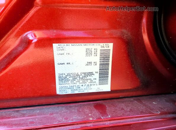 1N4AL3AP5JC474895 2018 NISSAN ALTIMA Красный Вид подкапотного пространства