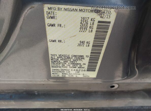 1N4AL3AP6GC146216 2016 NISSAN ALTIMA Gray Vista del compartimento del motor