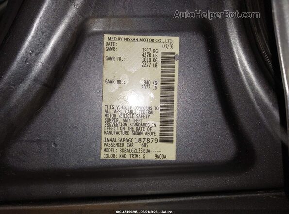1N4AL3AP6GC187879 2016 NISSAN ALTIMA Gray Vista del compartimento del motor