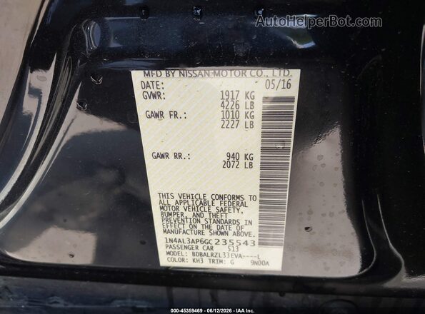 1N4AL3AP6GC235543 2016 NISSAN ALTIMA Black 