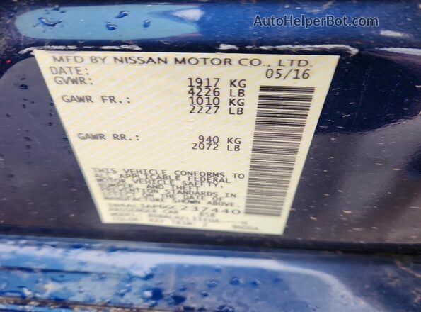 1N4AL3AP6GC237440 2016 NISSAN ALTIMA Blue Вид підкапотного простору