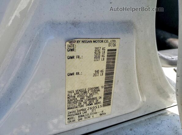 1N4AL3AP6GC269515 2016 NISSAN ALTIMA White Engine compartment view