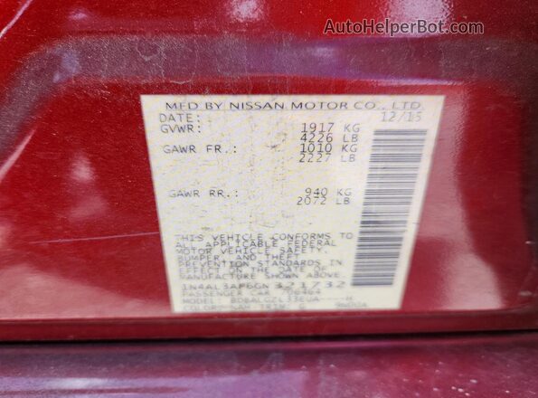 1N4AL3AP6GN321732 2016 NISSAN ALTIMA Red 