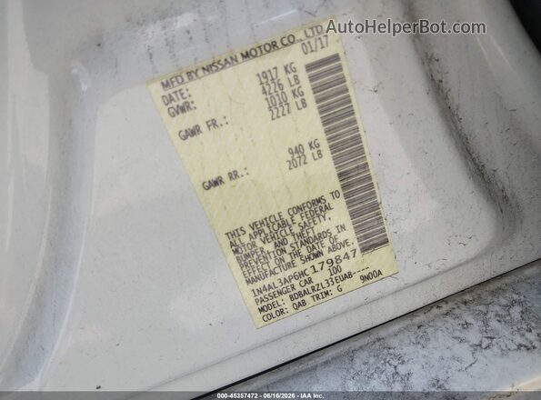 1N4AL3AP6HC179847 2017 NISSAN ALTIMA White Vista del compartimento del motor