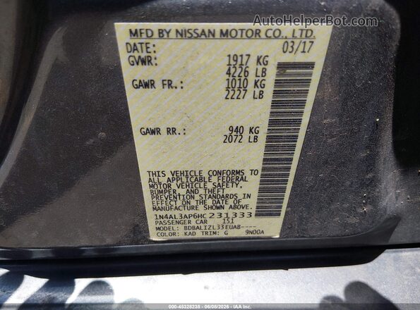 1N4AL3AP6HC231333 2017 NISSAN ALTIMA Черный Вид подкапотного пространства