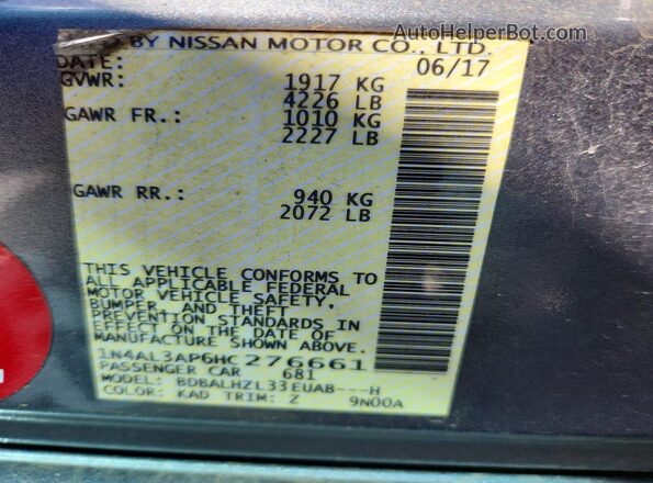 1N4AL3AP6HC276661 2017 NISSAN ALTIMA Gray Engine compartment view