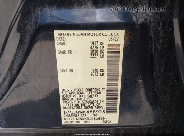 1N4AL3AP6HC488928 2017 NISSAN ALTIMA Gray Widok komory silnika