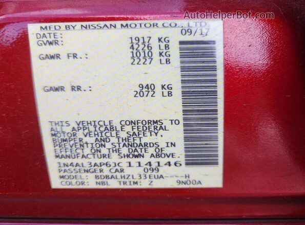 1N4AL3AP6JC114146 2018 NISSAN ALTIMA Red 