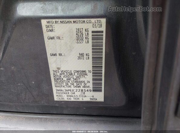 1N4AL3AP6JC228549 2018 NISSAN ALTIMA Gray Widok komory silnika