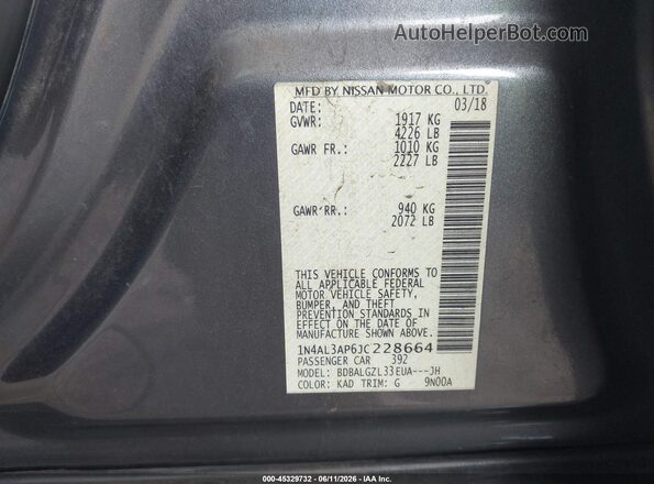 1N4AL3AP6JC228664 2018 NISSAN ALTIMA Gray 