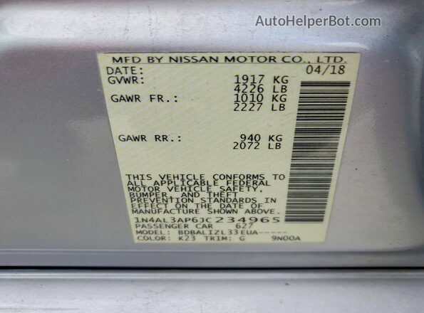 1N4AL3AP6JC234965 2018 NISSAN ALTIMA Gray 