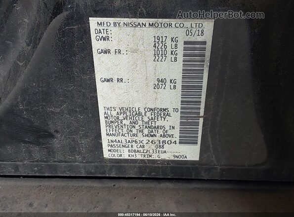 1N4AL3AP6JC263804 2018 NISSAN ALTIMA Black Engine compartment view