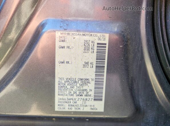 1N4AL3AP6JC276827 2018 NISSAN ALTIMA Gray Engine compartment view