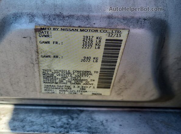 1N4AL3AP7GC133071 2016 NISSAN ALTIMA Silver Вид підкапотного простору