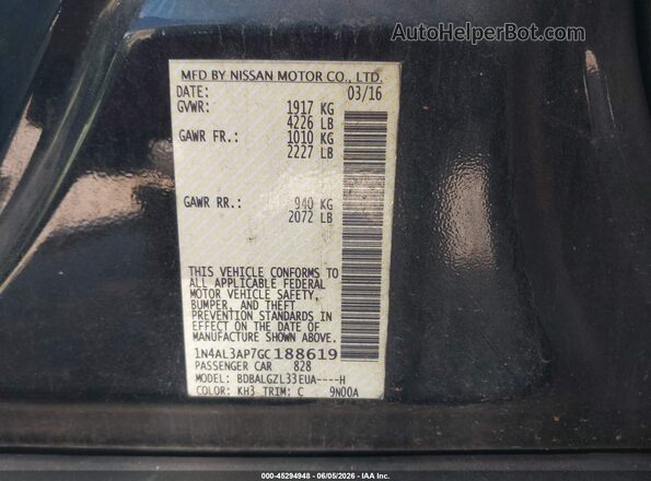 1N4AL3AP7GC188619 2016 NISSAN ALTIMA Black Vista del compartimento del motor
