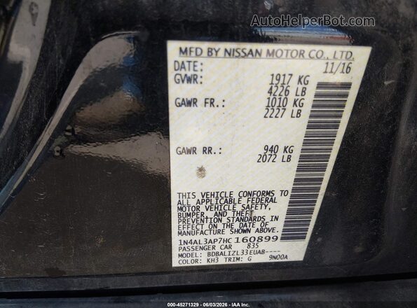 1N4AL3AP7HC160899 2017 NISSAN ALTIMA Black Widok komory silnika