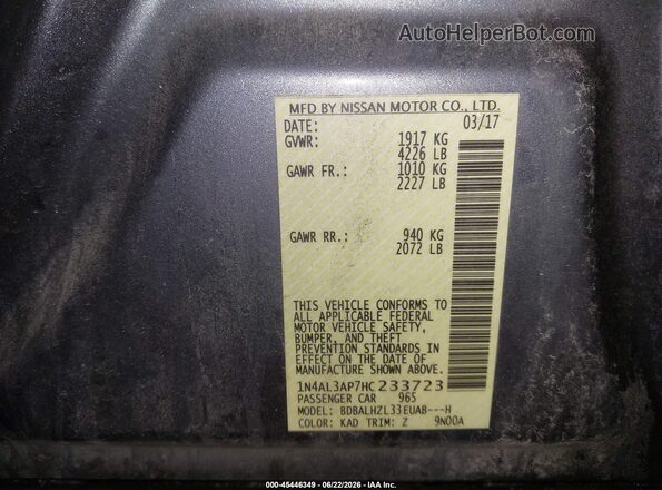 1N4AL3AP7HC233723 2017 NISSAN ALTIMA Gray Engine compartment view
