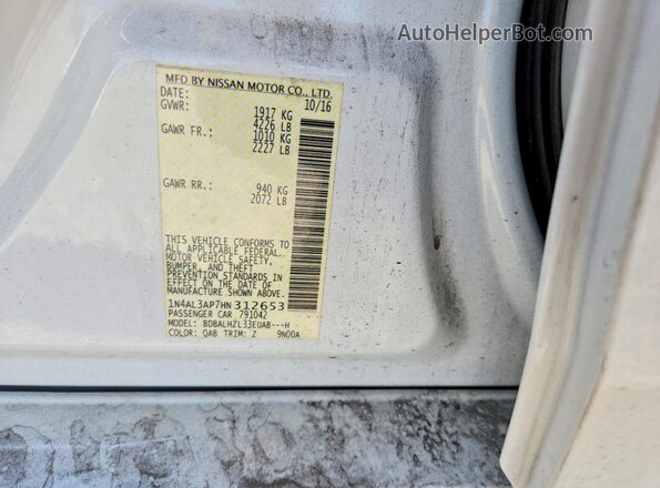 1N4AL3AP7HN312653 2017 NISSAN ALTIMA White Widok komory silnika