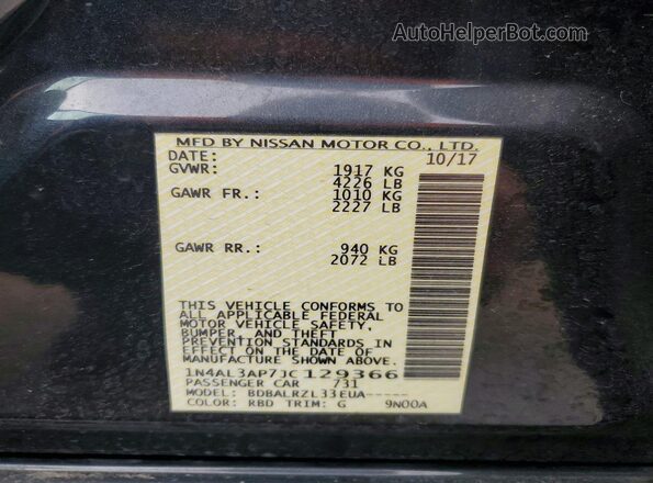 1N4AL3AP7JC129366 2018 NISSAN ALTIMA Charcoal Vista del compartimento del motor