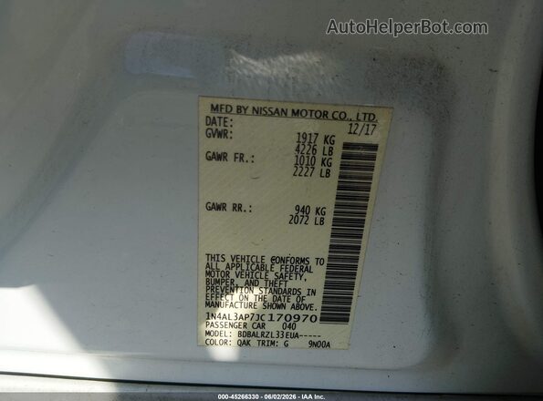 1N4AL3AP7JC170970 2018 NISSAN ALTIMA White Engine compartment view