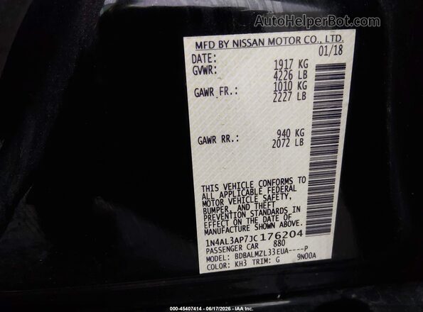 1N4AL3AP7JC176204 2018 NISSAN ALTIMA Black Vista del compartimento del motor