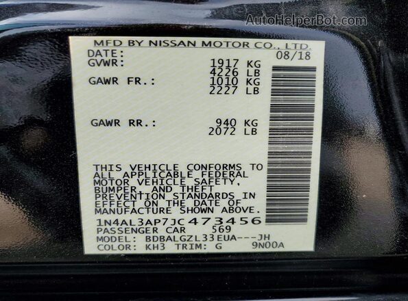 1N4AL3AP7JC473456 2018 NISSAN ALTIMA Black 