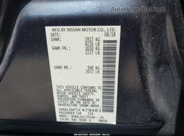 1N4AL3AP7JC479483 2018 NISSAN ALTIMA Black Vista del compartimento del motor