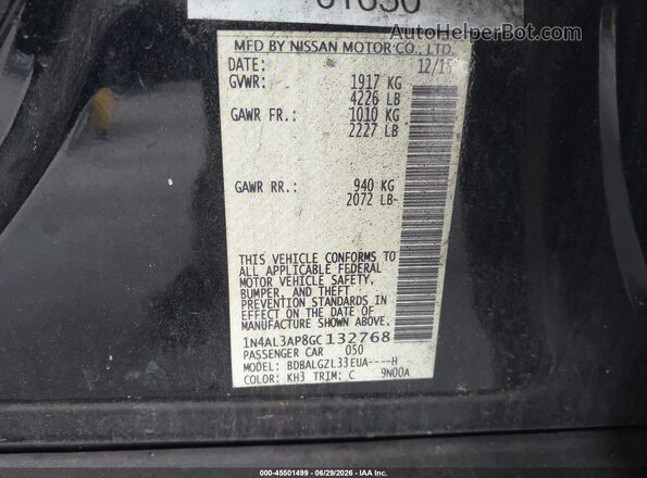 1N4AL3AP8GC132768 2016 NISSAN ALTIMA Black Vista del compartimento del motor