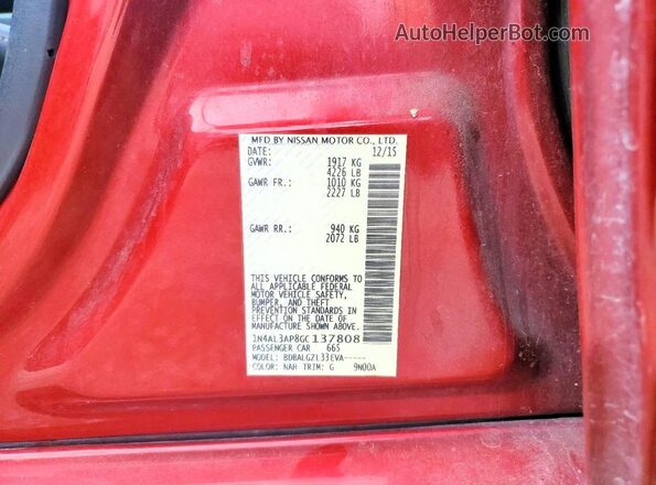 1N4AL3AP8GC137808 2016 NISSAN ALTIMA Red Widok komory silnika